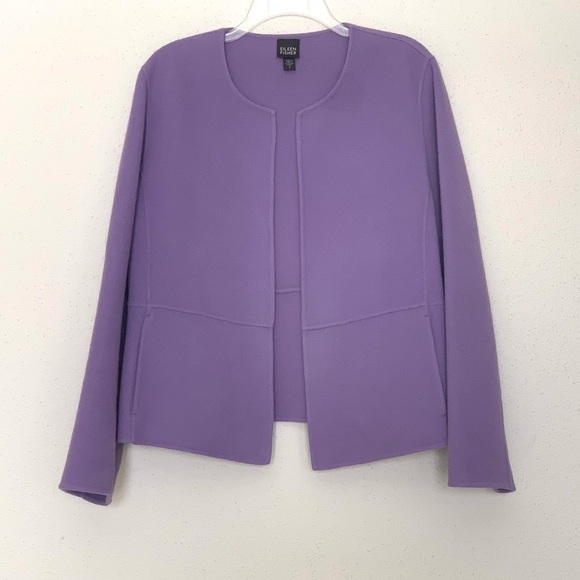 Eileen Fisher Virgin Boiled Wool Cashmere Blend Cardigan Size M - Picture 2 of 9